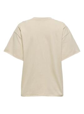 Camiseta Only Kinna beige para mujer