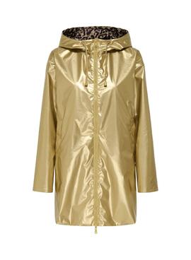 Chubasquero reversible Only Fry dorado y animal print para mujer