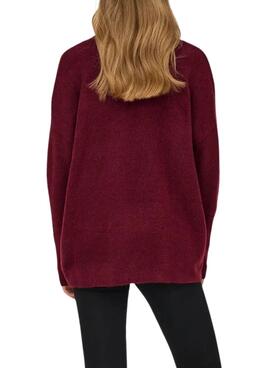 Jersey de punto Only Talio granate para mujer