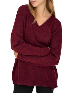 Jersey de punto Only Talio granate para mujer