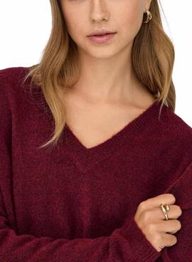 Jersey de punto Only Talio granate para mujer