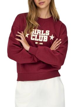 Sudadera Only Onjo granate para mujer