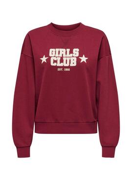 Sudadera Only Onjo granate para mujer