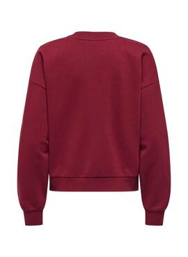 Sudadera Only Onjo granate para mujer