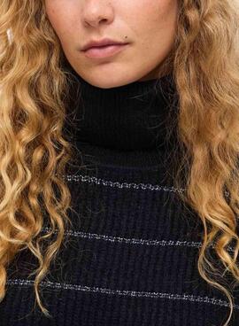 Jersey Vila Vizaza rayas negro y plateado para mujer