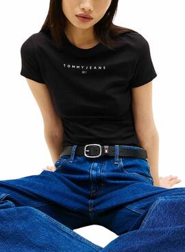 Camiseta Tommy Jeans Bling Linear negro para mujer