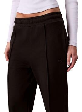 Pantalones Calvin Klein Jeans Archive Logo French Terry negro para mujer