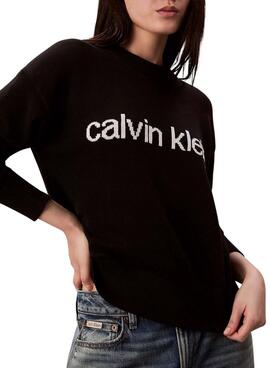 Jersey Calvin Klein Cotton Graphic negro para mujer