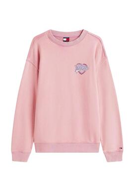 Sudadera Tommy Jeans Heart rosa para mujer