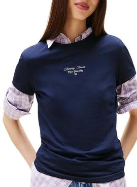 Camiseta Tommy Jeans Ess Logo azul para mujer