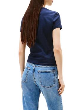 Camiseta Tommy Jeans Ess Logo azul para mujer
