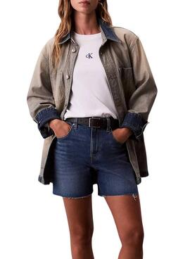 Camiseta Calvin Klein Jeans Satin Ombre Graphic blanco para mujer