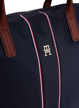 Bolso tote Tommy Hilfiger Popette corp azul marino para mujer