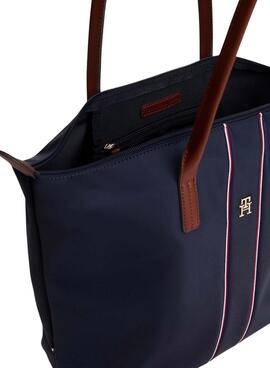 Bolso tote Tommy Hilfiger Popette corp azul marino para mujer