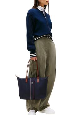 Bolso tote Tommy Hilfiger Popette corp azul marino para mujer