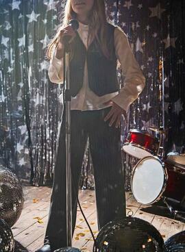 Pantalón Mayoral raya diplomática negro para niña