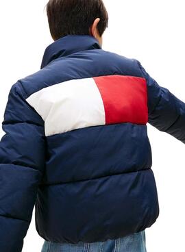 Cazadora acolchada Tommy Hilfiger Flag azul marino para niño y niña