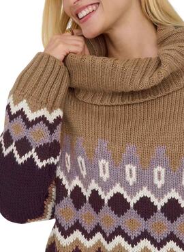 Jersey Only Rock Jacquard tostado para mujer