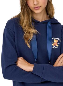 Sudadera Only Ricky azul con capucha para mujer