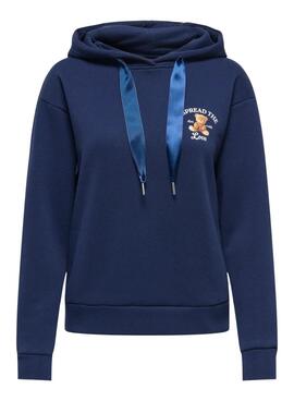 Sudadera Only Ricky azul con capucha para mujer