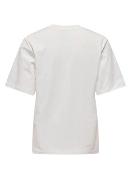 Camiseta Only Siff blanco con lentejuelas para mujer