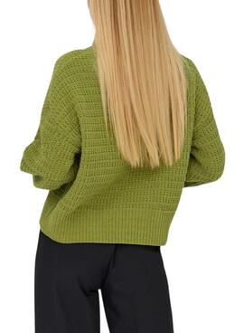 Jersey Only Globe cuello alto verde para mujer