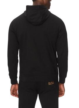Sudadera Emporio Armani EA7 con capucha negro y dorado para hombre