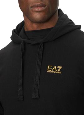 Sudadera Emporio Armani EA7 con capucha negro y dorado para hombre