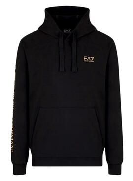Sudadera Emporio Armani EA7 con capucha negro y dorado para hombre