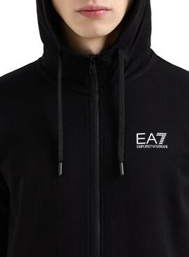 Chaqueta Emporio Armani EA7 negro con capucha y cremallera para hombre