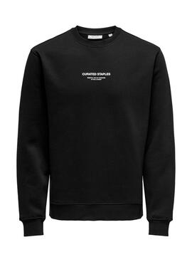 Sudadera Only and Sons Curated Crew negro para hombre