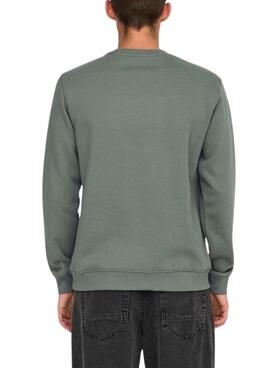 Sudadera Only and Sons Curated Crew verde para hombre