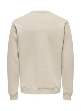 Sudadera Only and Sons Curated Crew beige para hombre