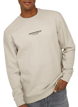 Sudadera Only and Sons Curated Crew beige para hombre