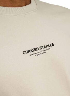 Sudadera Only and Sons Curated Crew beige para hombre