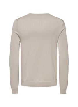 Jersey Only and Sons Wyler cuello pico beige para hombre