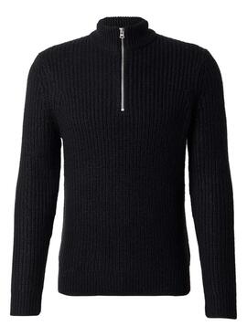 Jersey Only ans Sons Rolf cuello cremallera negro para hombre