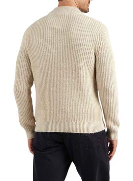 Jersey Only ans Sons Rolf cuello cremallera beige para hombre