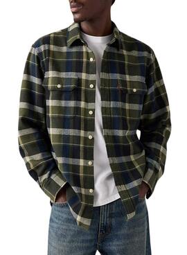 Camisa Levis Jackson Worker cuadros verde de franela para hombre