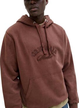 Sudadera Jack and Jones Bleecker marrón con capucha para hombre