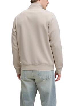 Sudadera Zip Jack and Jones Soho beige para hombre