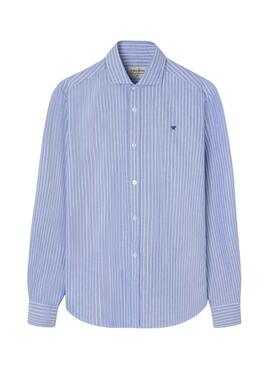 Camisa Silbon sport oxford raqueta rayas azul para hombre