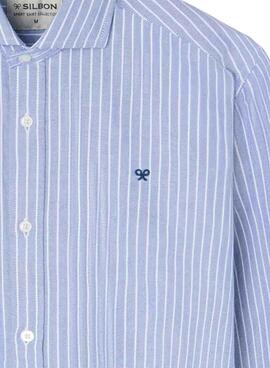 Camisa Silbon sport oxford raqueta rayas azul para hombre