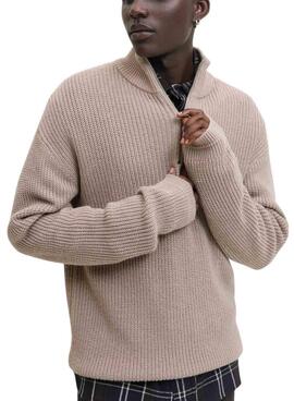 Jersey Jack and Jones Kaito Zip beige para hombre