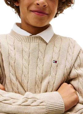 Jersey Tommy Hilfiger Clable beige para niño