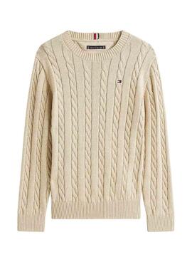 Jersey Tommy Hilfiger Clable beige para niño