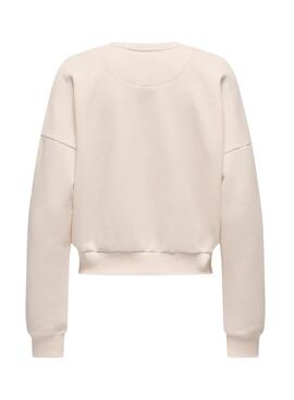 Sudadera Only Rolling Stones beige para mujer