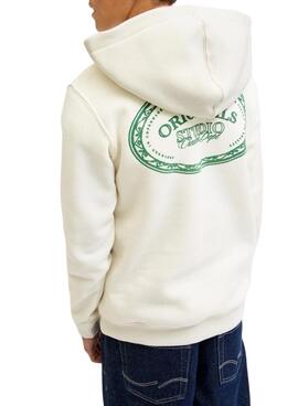 Sudadera Jack and Jones Greene Branding beige para niño
