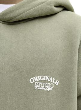 Sudadera Jack and Jones Greene Branding verde para niño