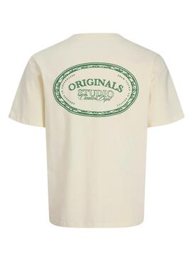 Camiseta Jack and Jones Greene Branding beige para niño